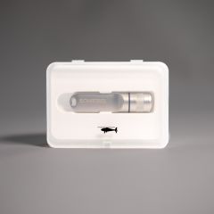 Transparent plastic packaging with USB stick inside