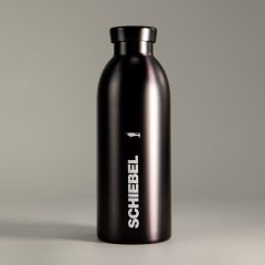 Closed drinking bottle, white SCHIEBEL logo and drone